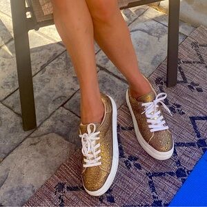 Betsey Johnson Gold Beaded Platform Sneakers ✨